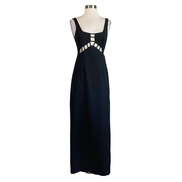 Aidan Mattox Women's Formal Dress Size 2 Black Crepe Sleeveless Cut Out Gown - Picture 1 of 13
